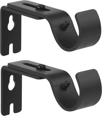 Heavy Duty Adjustable Curtain Rod Brackets and Holders - For 1 1/8 Inch & 1 1/4 Inch Rod, 2 PCS Black V1258-DP02-B-1802