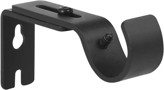 Heavy Duty Adjustable Curtain Rod Brackets and Holders - For 1 1/8 Inch & 1 1/4 Inch Rod, 2 PCS Black V1258-DP02-B-1802