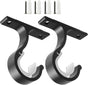 Ceiling Mount & Wall Installation Curtain Rod Brackets Holders for 1 Inch Rod, Black (Set of 2, Black) V1258-DP02-B-1803