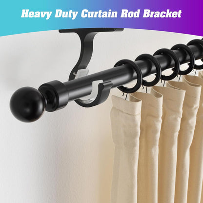 Ceiling Mount & Wall Installation Curtain Rod Brackets Holders for 1 Inch Rod, Black (Set of 2, Black) V1258-DP02-B-1803