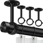 Curtain Rod Brackets, Ceiling Heavy Duty Holders, Black 4 Pack Hooks Hangers for 1 1/4-Inch Drape Poles V1258-DP02-B-1805