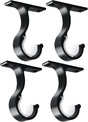 Ceiling Curtain Rod Bracket, 1 Inch Heavy Duty Curtain Rod Holders Brackets, 4 Pack Black Ceiling Hooks V1258-DP02-B-1809
