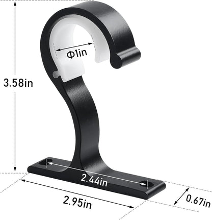 Ceiling Curtain Rod Bracket, 1 Inch Heavy Duty Curtain Rod Holders Brackets, 4 Pack Black Ceiling Hooks V1258-DP02-B-1809