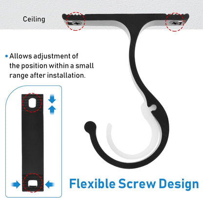 Ceiling Curtain Rod Bracket, 1 Inch Heavy Duty Curtain Rod Holders Brackets, 4 Pack Black Ceiling Hooks V1258-DP02-B-1809