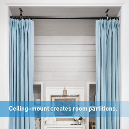 Ceiling Curtain Rod Bracket, 1 Inch Heavy Duty Curtain Rod Holders Brackets, 4 Pack Black Ceiling Hooks V1258-DP02-B-1809