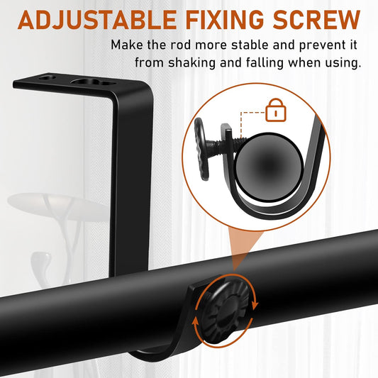 Ceiling Curtain Rod Bracket, Heavy Duty Curtain Rods Holders, 6 Pack Black Ceiling Curtain Hooks Hangers V1258-DP02-B-1813