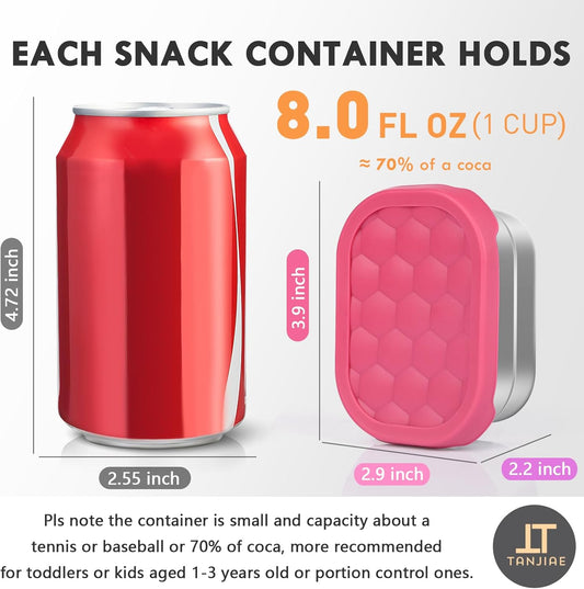 Small (1 CUP) Stainless Steel Snack Containers for Kids | Easy Open Leak Proof Food Containers with Silicone V1258-DP02-B-1814