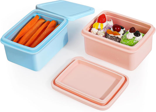 Silicone Snack Containers for Kids, Leak Proof Microwavable Small Lunch Box Containers with Lids for V1258-DP02-B-1816