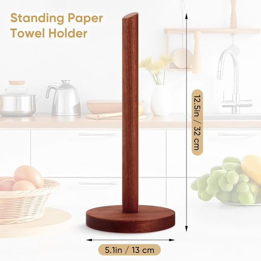Wooden Paper Towel Holder Countertop - Solid Ebony Paper Towel Dispenser Stand, Walnut V1258-DP02-B-1819