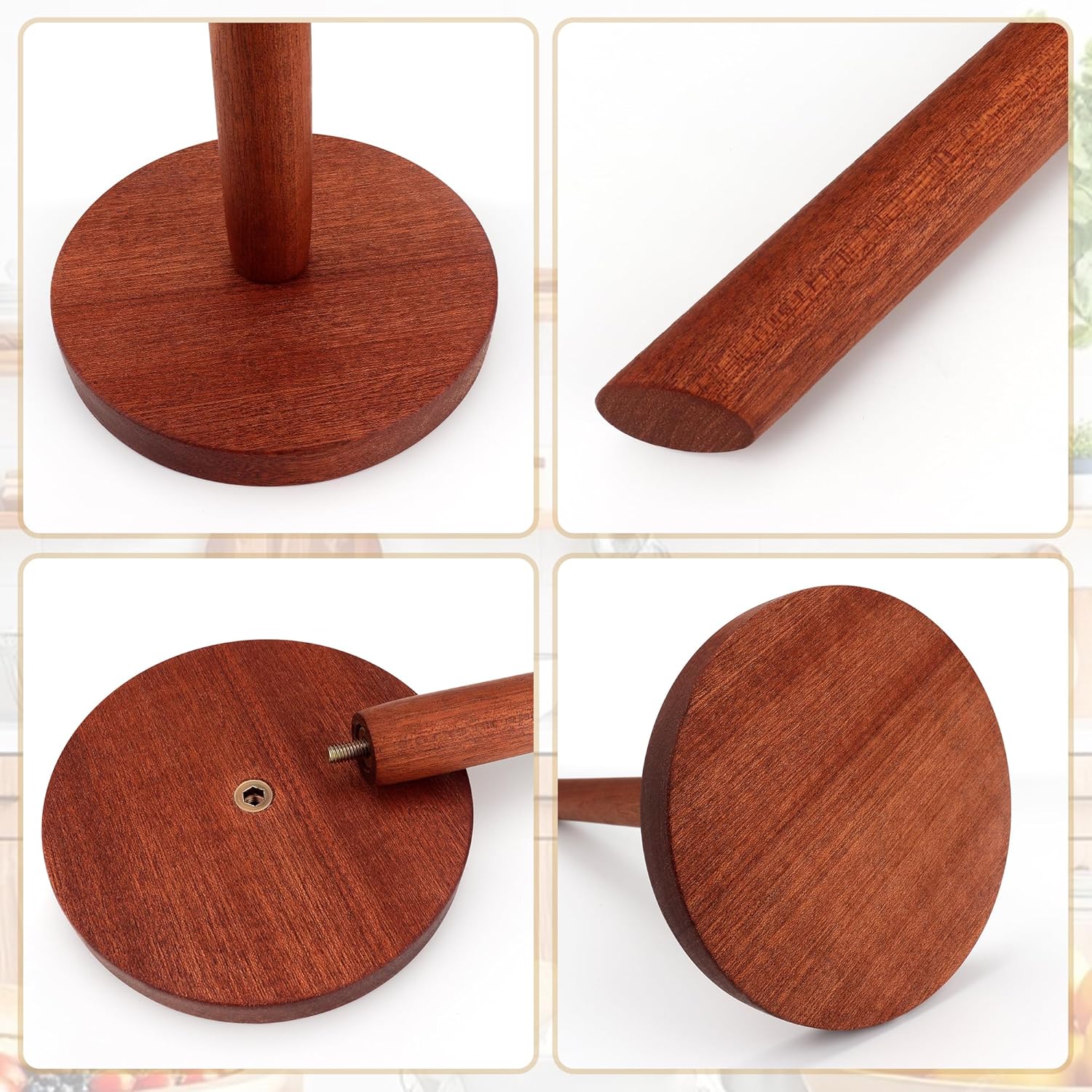 Wooden Paper Towel Holder Countertop - Solid Ebony Paper Towel Dispenser Stand, Walnut V1258-DP02-B-1819