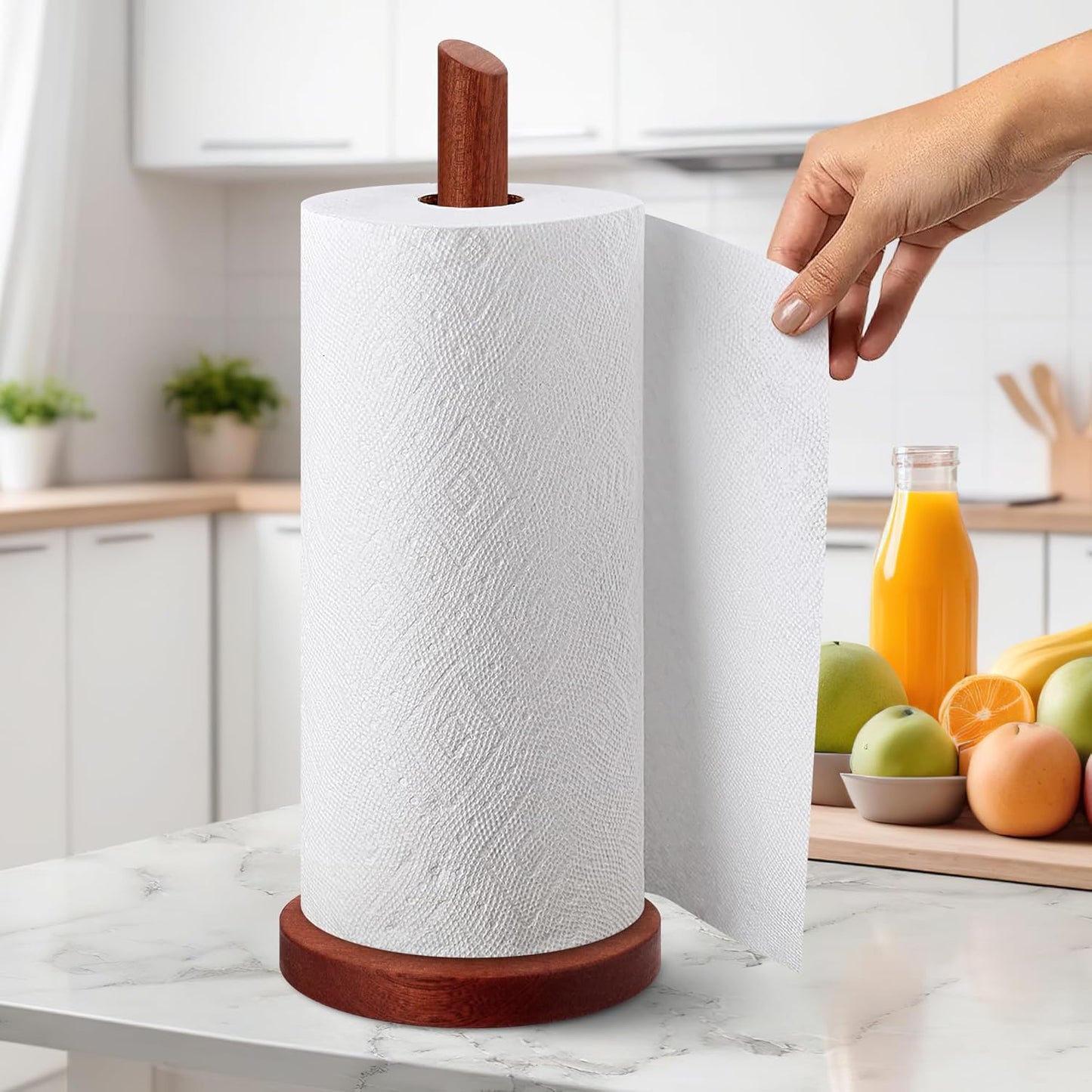 Wooden Paper Towel Holder Countertop - Solid Ebony Paper Towel Dispenser Stand, Walnut V1258-DP02-B-1819