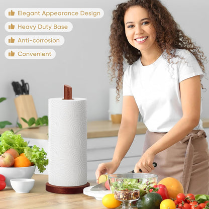 Wooden Paper Towel Holder Countertop - Solid Ebony Paper Towel Dispenser Stand, Walnut V1258-DP02-B-1819