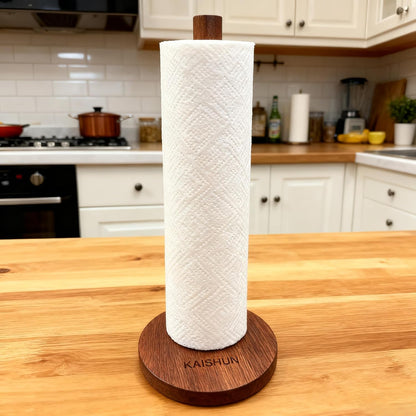 Wooden Paper Towel Holder Countertop - Solid Ebony Paper Towel Dispenser Stand, Walnut V1258-DP02-B-1819