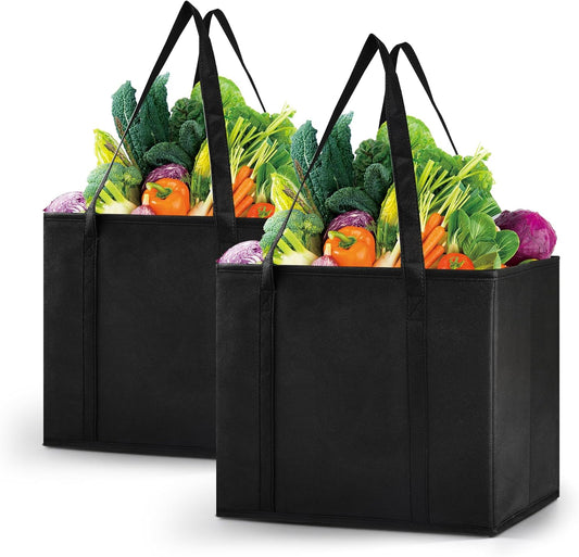 Reusable Grocery Bags, Folding Shopping Bags with reinforced Bottom & Handles, Heavy Duty Reusable Bags for V1258-DP02-B-1822