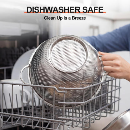 Colander Stainless Steel 3-Quart, Strainer for Kitchen Food, Dishwasher Safe V1258-DP02-B-1826