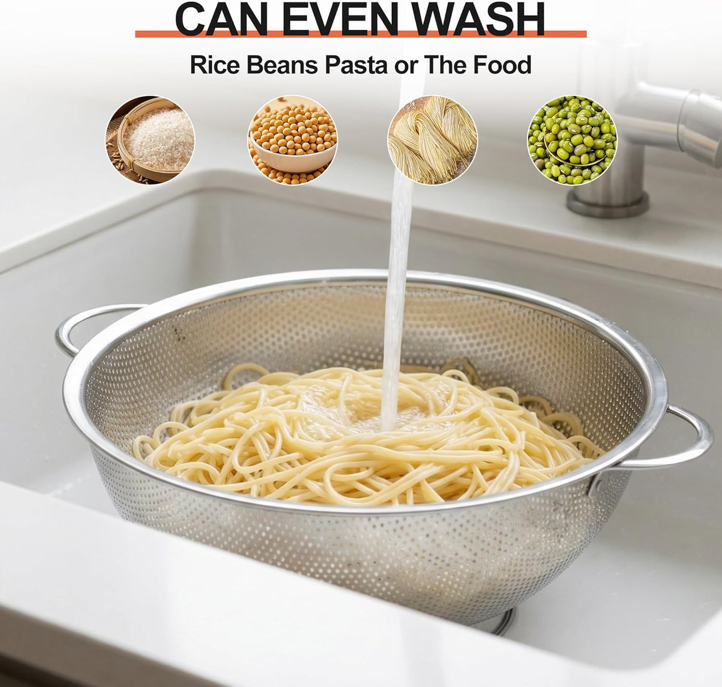 Colander Stainless Steel 3-Quart, Strainer for Kitchen Food, Dishwasher Safe V1258-DP02-B-1826