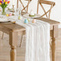 White Cheesecloth Table Runner 10FT Long Boho Gauze Table Runner Rustic Sheer Runner for Wedding Bridal Baby V1258-DP02-B-1829