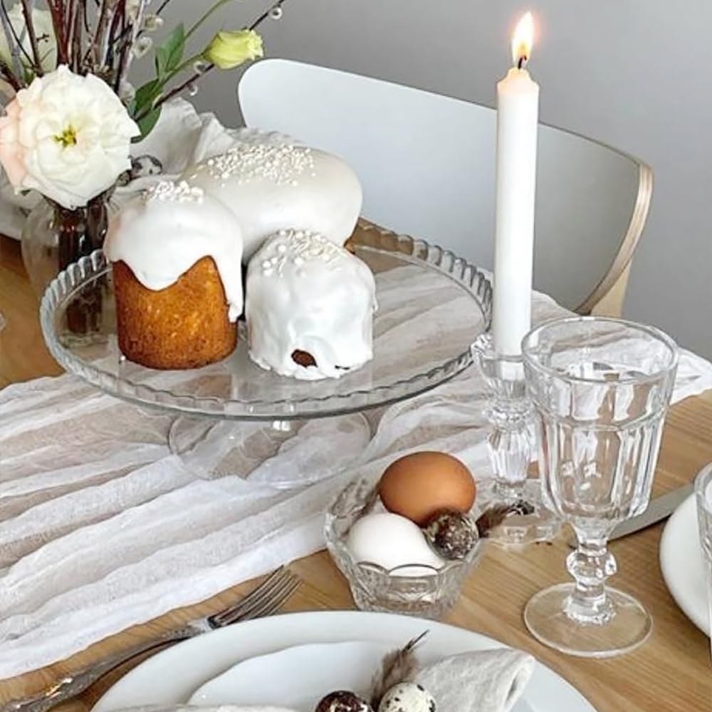 White Cheesecloth Table Runner 10FT Long Boho Gauze Table Runner Rustic Sheer Runner for Wedding Bridal Baby V1258-DP02-B-1829