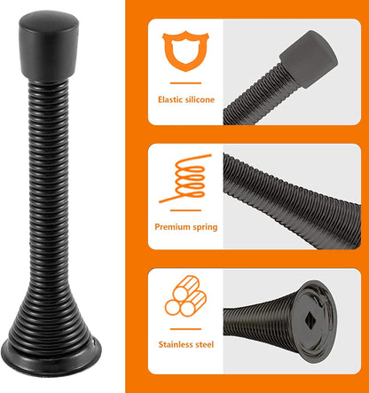 Spring Door Stopper, 5 Pcs Wall Mounted Spring Doorstop, Spring Door Stop for Walls, Black V1258-DP02-B-1831