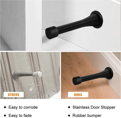 Spring Door Stopper, 5 Pcs Wall Mounted Spring Doorstop, Spring Door Stop for Walls, Black V1258-DP02-B-1831