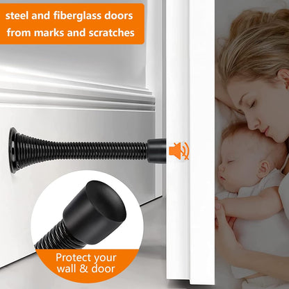 Spring Door Stopper, 5 Pcs Wall Mounted Spring Doorstop, Spring Door Stop for Walls, Black V1258-DP02-B-1831
