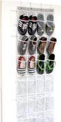 SimpleHouseware Crystal Clear Over The Door Hanging Shoe Organizer, 24 Pockets, Grey (162.6 cm H x 48.6 cm W) V1258-DP02-B-1832