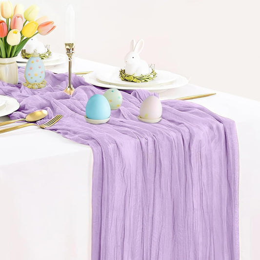 Lilac Purple Cheese Cloth Table Runner Easter Spring Boho Romantic 10ft Lavender Gauze Cheesecloth Table V1258-DP02-B-1833