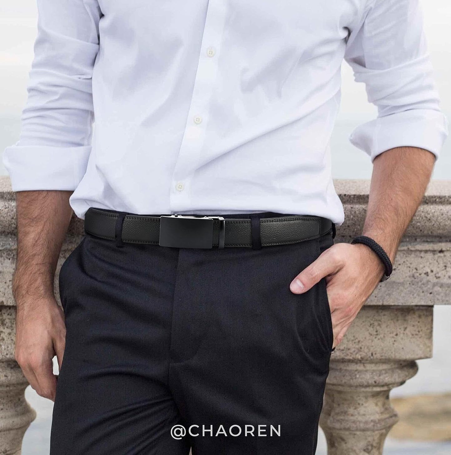 Ratchet Belts Men, 1 3/8" Mens Belts Leather for Dress, Micro Adjustable Fit Everywhere V1258-DP02-B-1834