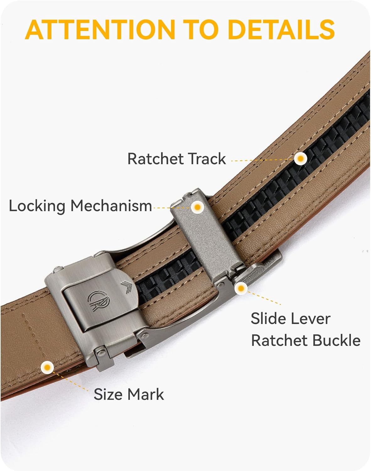 Ratchet Belts Men, 1 3/8" Mens Belts Leather for Dress, Micro Adjustable Fit Everywhere V1258-DP02-B-1834
