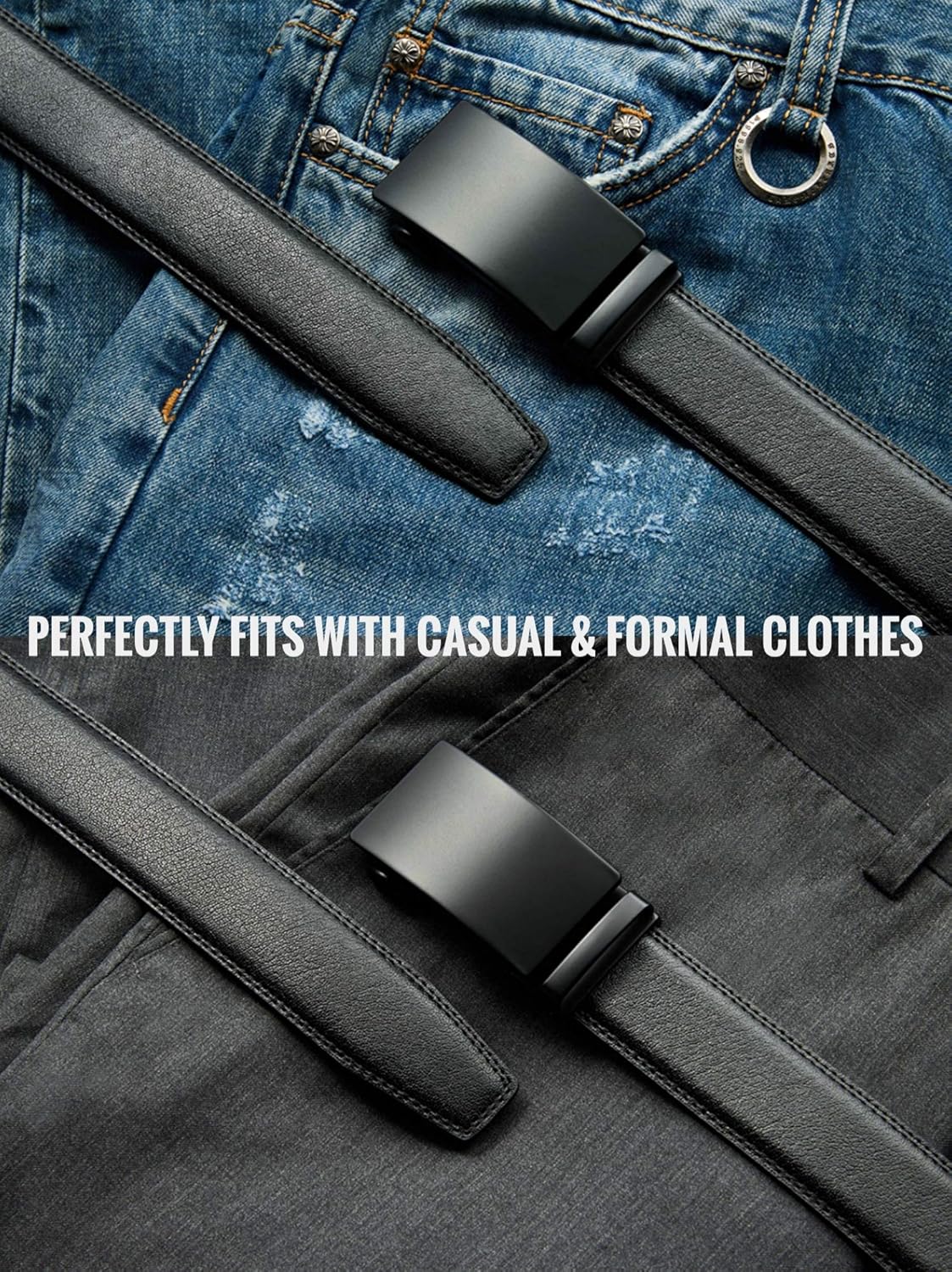 Ratchet Belts Men, 1 3/8" Mens Belts Leather for Dress, Micro Adjustable Fit Everywhere V1258-DP02-B-1834