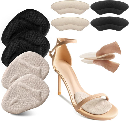 Metatarsal Pads, Ball of Foot Cushions, Heel Pads Inserts for Too Big Shoe, Reduce Foot Pain, No Slip Heel V1258-DP02-B-1835