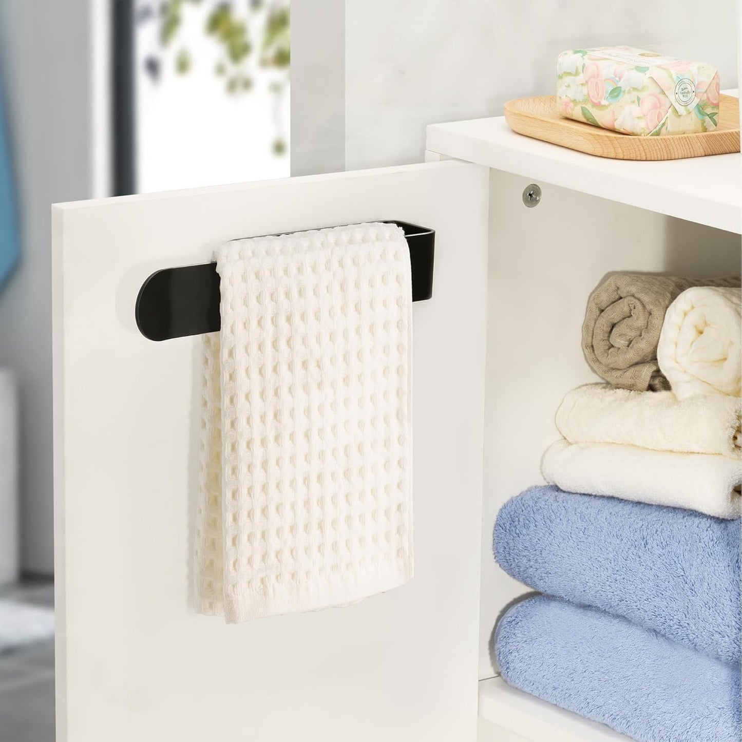 8 Inch Hand Towel Holder, Self Adhesive Towel Bar for Bathroom, Rustproof Aluminum U-Shape Towel Rack Stick V1258-DP02-B-1844