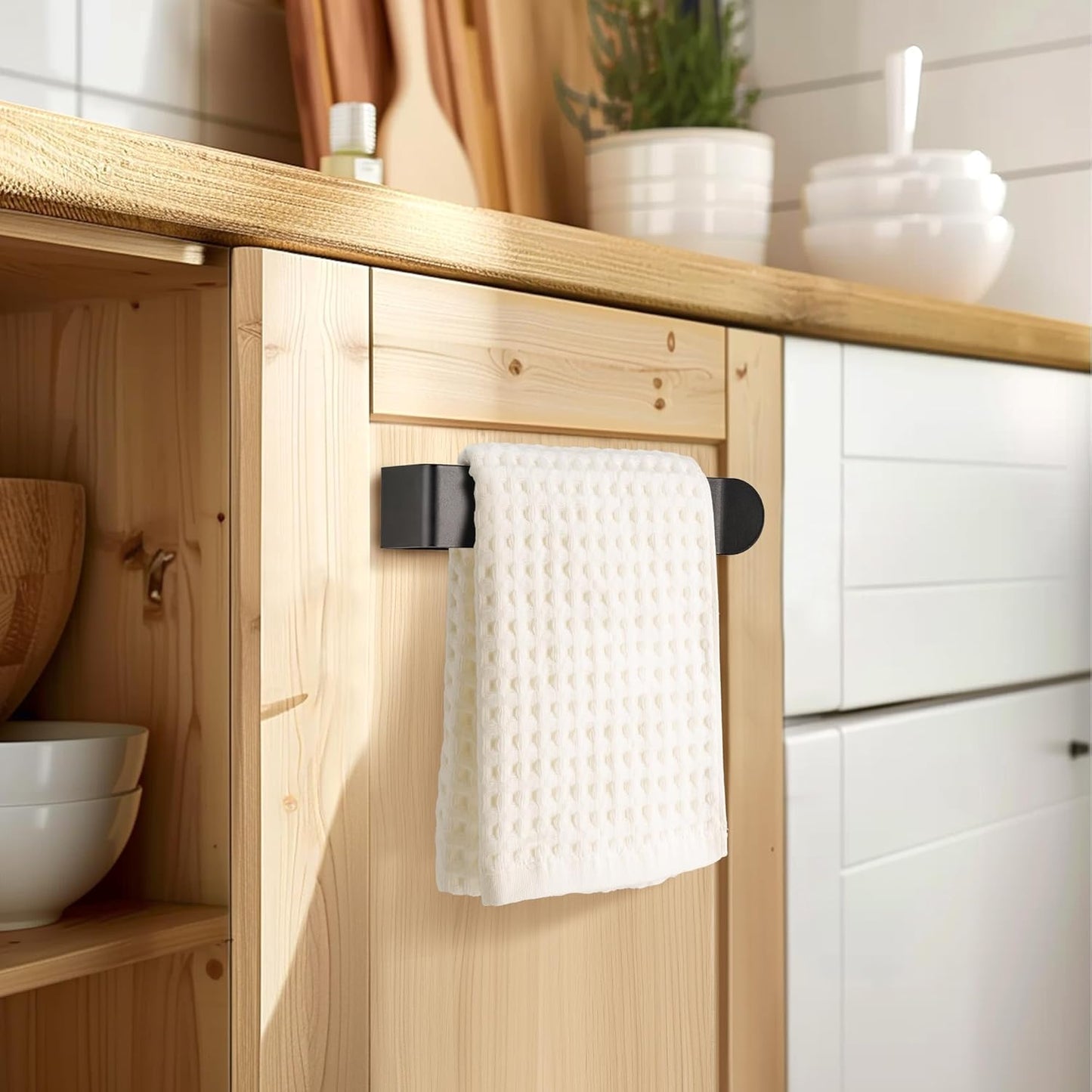 8 Inch Hand Towel Holder, Self Adhesive Towel Bar for Bathroom, Rustproof Aluminum U-Shape Towel Rack Stick V1258-DP02-B-1844