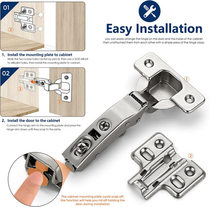 10 Pack 5 Pairs European Kitchen Cabinet Hinges Soft Close Full Overlay Cabinet Door Hinges Heavy-Duty V1258-DP02-B-1847