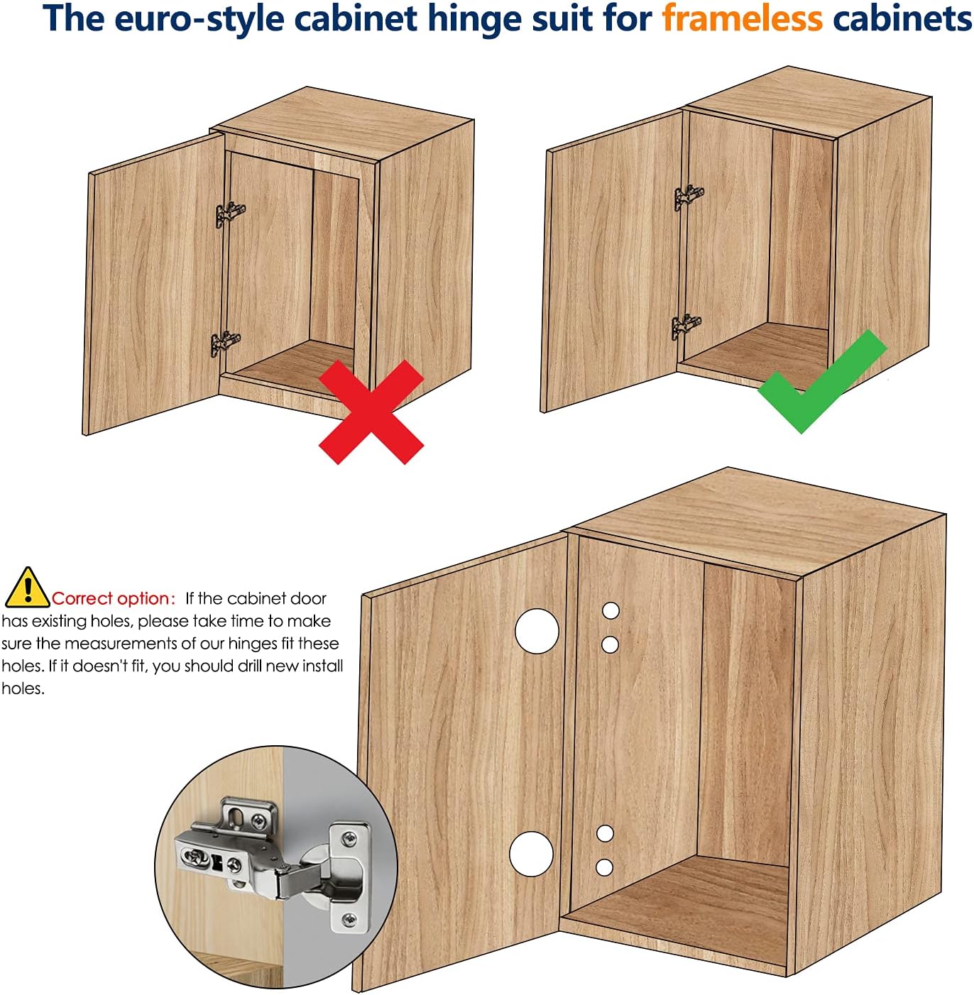10 Pack 5 Pairs European Kitchen Cabinet Hinges Soft Close Full Overlay Cabinet Door Hinges Heavy-Duty V1258-DP02-B-1847