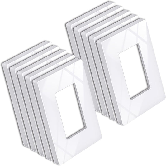 10 Pack of 1-Gang Screwless Wall Plate, USWP6 Gloss Snow White Series, Decorator Outlet Cover, 11.91cm x V1258-DP02-B-1848