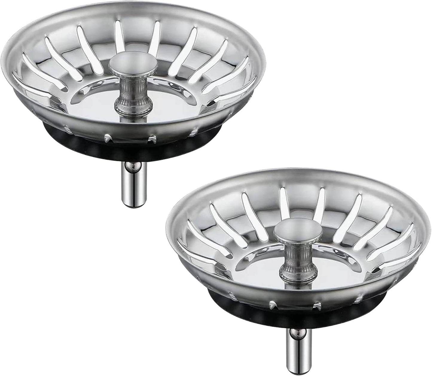 [2 Pack] Kitchen Sink Strainer - Sink Drain Stopper - Kitchen Sink Plug with Anti-Clogging Basket - Bouchon V1258-DP02-B-1849