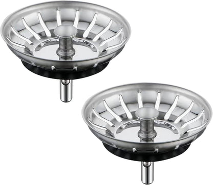 [2 Pack] Kitchen Sink Strainer - Sink Drain Stopper - Kitchen Sink Plug with Anti-Clogging Basket - Bouchon V1258-DP02-B-1849