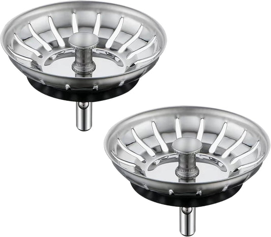[2 Pack] Kitchen Sink Strainer - Sink Drain Stopper - Kitchen Sink Plug with Anti-Clogging Basket - Bouchon V1258-DP02-B-1849