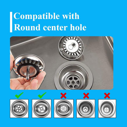 [2 Pack] Kitchen Sink Strainer - Sink Drain Stopper - Kitchen Sink Plug with Anti-Clogging Basket - Bouchon V1258-DP02-B-1849