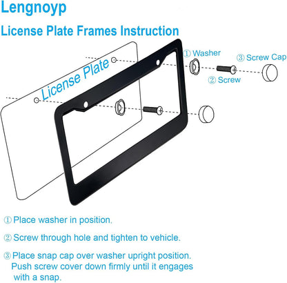 2PCS Matte Black License Plate Frames, 2 Holes Solid Aluminum License Plate Holder, Universal Car License V1258-DP02-B-185