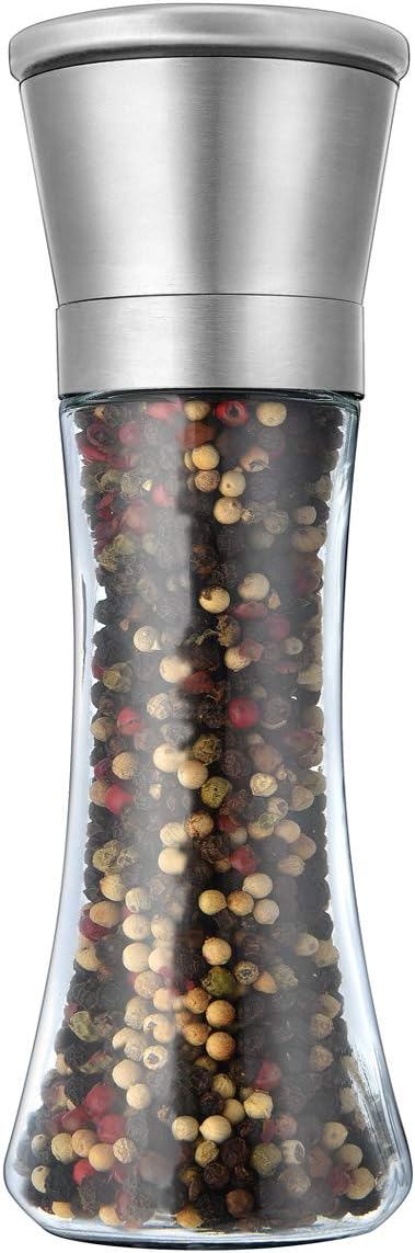 Pepper Grinder or Salt Grinder, Best Spice Mill with Ceramic Blades, Adjustable Coarseness, Brushed Stainless V1258-DP02-B-1853
