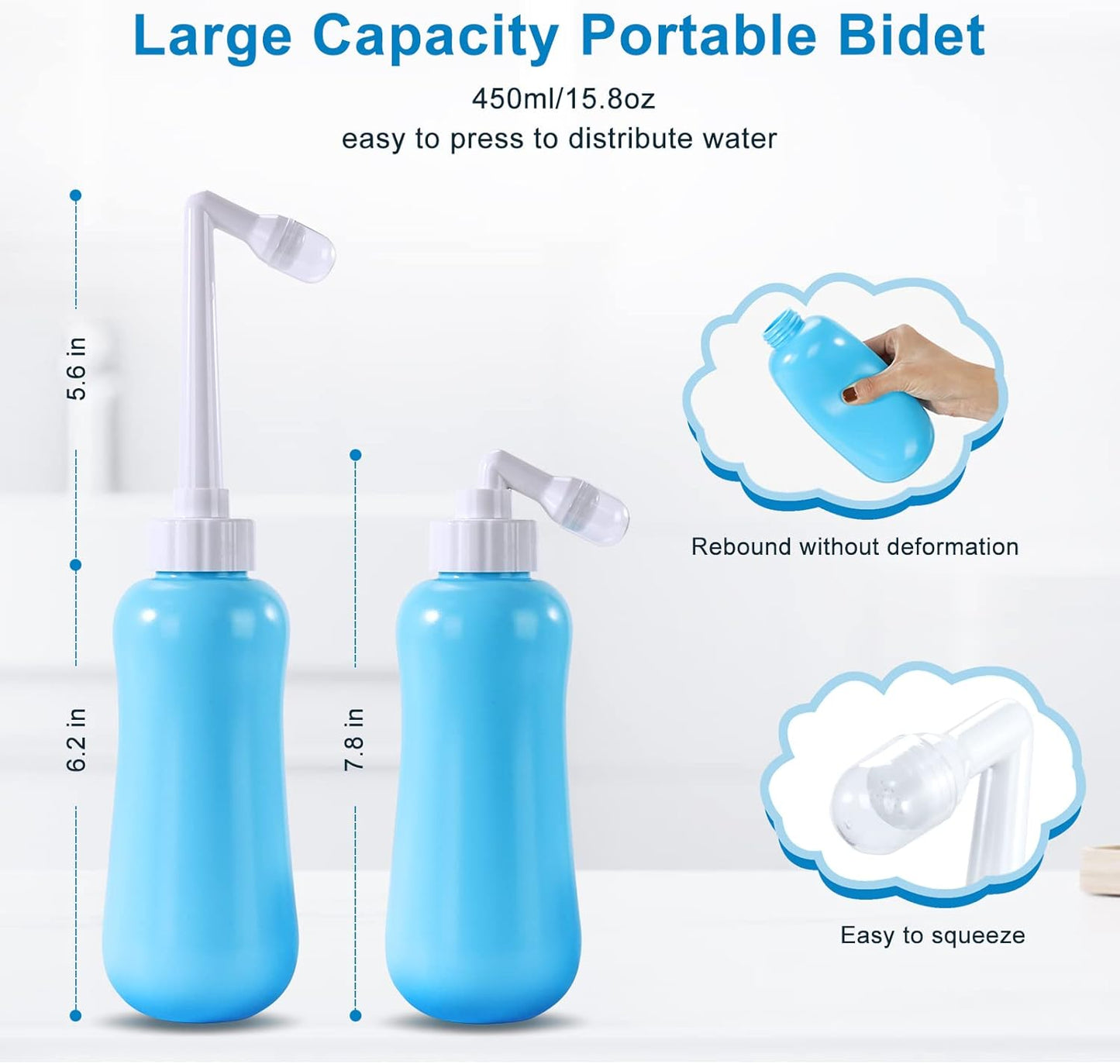Portable Bidet Travel Large Capacity 450ml(15oz) Personal Toilet Handheld Blue V1258-DP02-B-1855