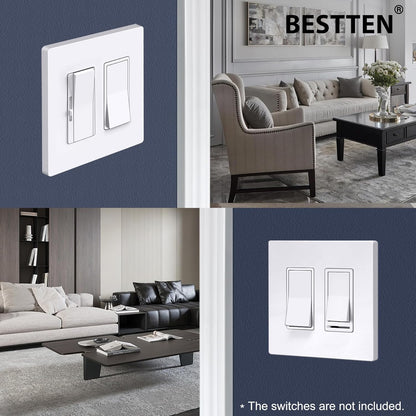 5 Pack 2-Gang Screwless Wall Plate, USWP6 Gloss Snow White Series, Decorator Outlet Cover, 11.91cm x 12.01cm, V1258-DP02-B-1859