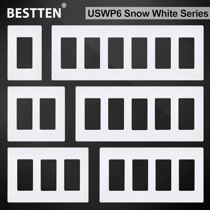 5 Pack 2-Gang Screwless Wall Plate, USWP6 Gloss Snow White Series, Decorator Outlet Cover, 11.91cm x 12.01cm, V1258-DP02-B-1859