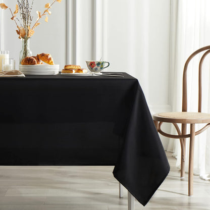 Table Cloth 60x102 Inch Black Tablecloth for 6 Foot Table Washable Polyester Rectangle Tablecloth for Buffet V1258-DP02-B-1860