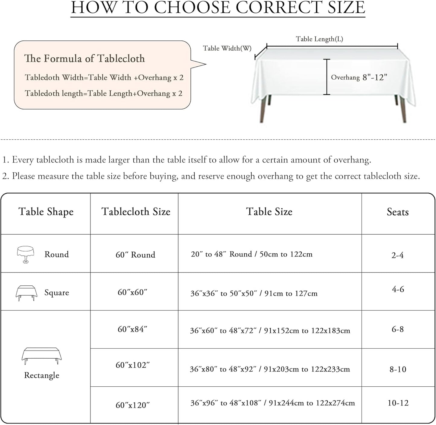 Table Cloth 60x102 Inch Black Tablecloth for 6 Foot Table Washable Polyester Rectangle Tablecloth for Buffet V1258-DP02-B-1860