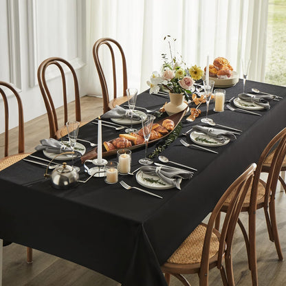 Table Cloth 60x102 Inch Black Tablecloth for 6 Foot Table Washable Polyester Rectangle Tablecloth for Buffet V1258-DP02-B-1860