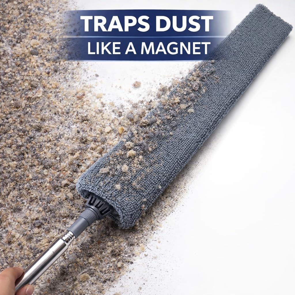 Retractable Gap Dust Cleaner with Extension Pole, Cleaning Tools with 3 Microfiber Dusting Cloths, Extendable V1258-DP02-B-1861