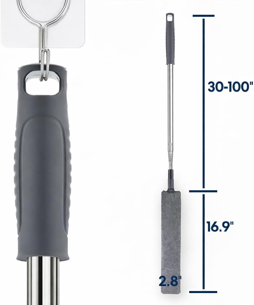 Retractable Gap Dust Cleaner with Extension Pole, Cleaning Tools with 3 Microfiber Dusting Cloths, Extendable V1258-DP02-B-1861